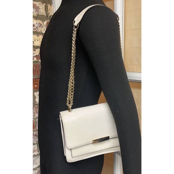 Michael Kors Cream Jade Leather Shoulder Bag Purse, Gold Hardware - Picture 1 of 14